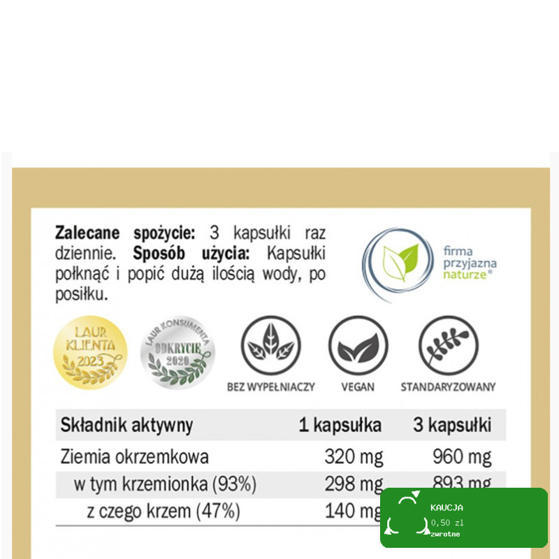 Yango DIATOMIT OKRZEMKI NATURALNE 90kaps krzem wsparcie: OCZYSZCZANIE
