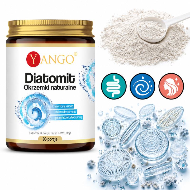 Yango DIATOMIT OKRZEMKI NATURALNE 70g proszek krzem wparcie OCZYSZCZANIA