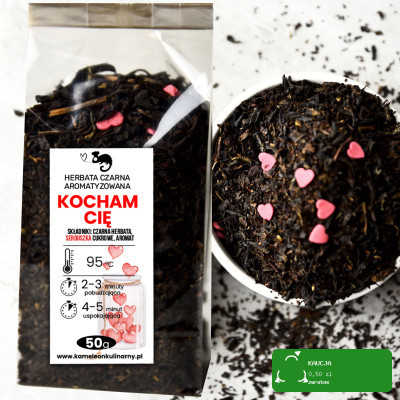 KAMELEON KULINARNY HERBATA CZARNA aromatyzowana Z SERDUSZKAMI - KOCHAM CIĘ