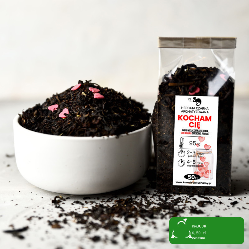 KAMELEON KULINARNY HERBATA CZARNA aromatyzowana Z SERDUSZKAMI - KOCHAM CIĘ