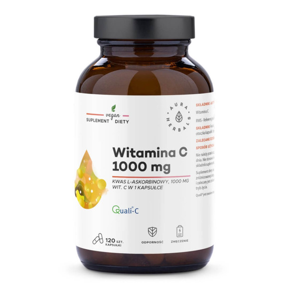 WITAMINA C 1000mg KWAS L-ASKORBINOWY w kapsułkach 120szt 4mce AURA HERBALS