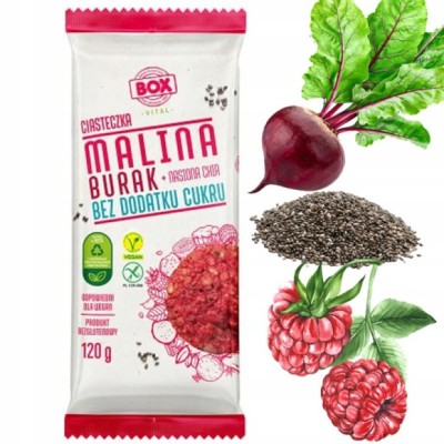 BOX wegańskie CIASTKA CIASTECZKA MALINA BURAK CHIA bez