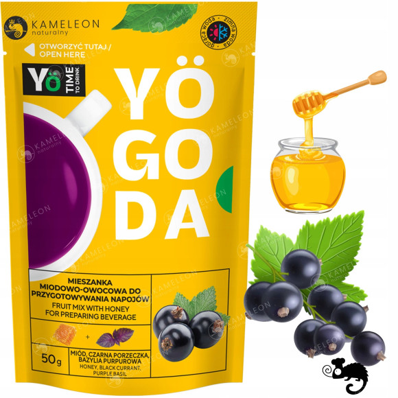 YOGODA MIESZANKA MIODOWO OWOCOWA do NAPOJÓW CZARNA PORZECZKA 50g x14 0,7KG