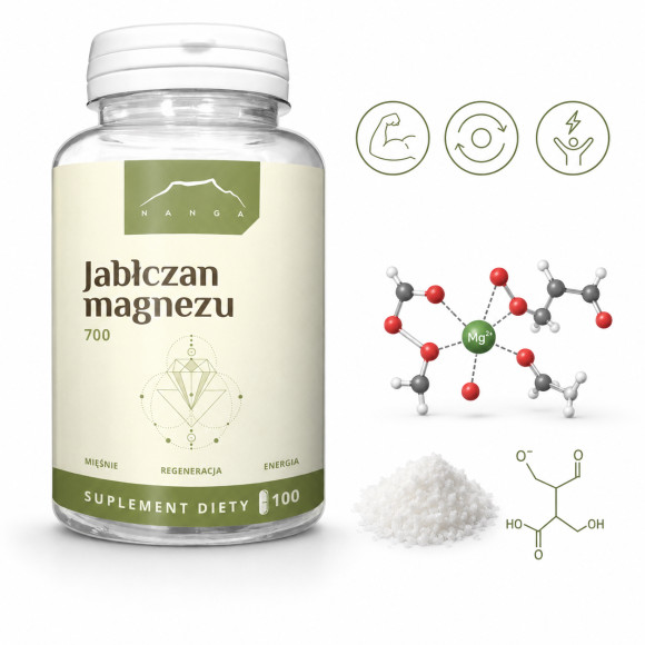 JABŁCZAN MAGNEZU MAGNEZ 700mg 100kaps. polecany na: ZMECZENIE BRAK ENERGII