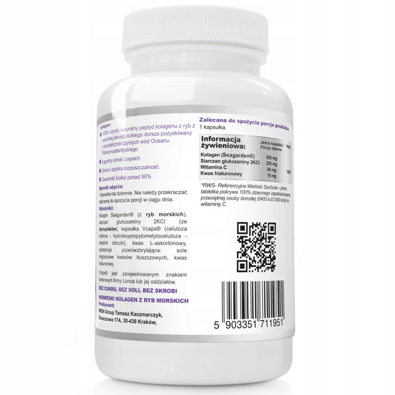 Wish KOLAGEN COMPLEX + GLUKOZAMINA + WITAMINA C + KWAS HIALURONOWY 120 kaps
