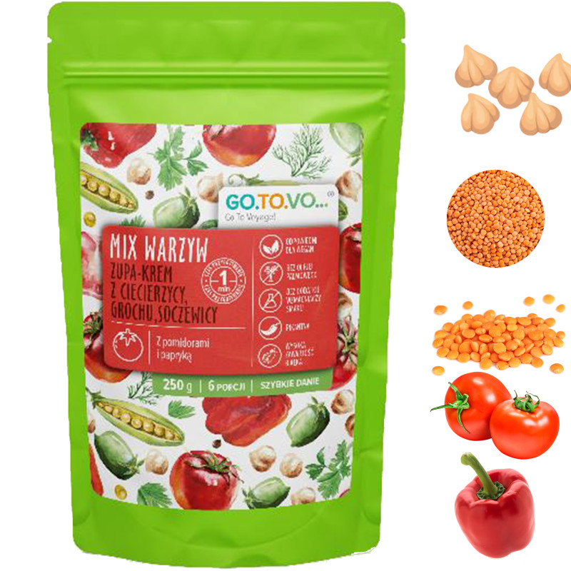 GOTOVO szybkie danie MIX WARZYW ZUPA KREM Z CIECIERZYCY GROCHU 250g 6porcji
