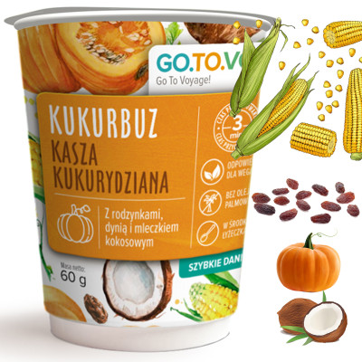 GOTOVO KUKURBUZ KASZA KUKURYDZIANA RODZYNKI DYNIA KOKOS 60g KRÓTKA DATA