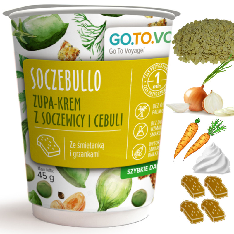 GOTOVO danie SOCZEBULLO ZUPA KREM Z SOCZEWICY + GRZANKI 45g KRÓTKA DATA