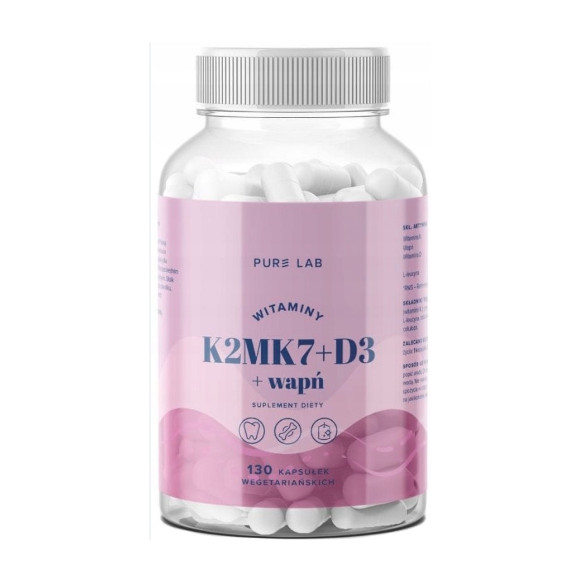 WITAMINA K2MK7 D3 WAPŃ 130 kaps. na 2mce PURE LAB AURA wsparcie: ODPORNOŚĆ