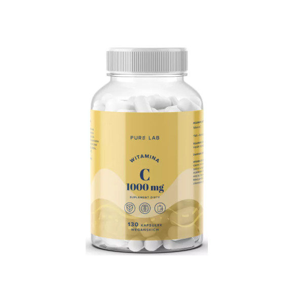 WITAMINA C 1000mg 130kaps na 4 mce PURE LAB AURA HERBALS wsparcie ODPORNOŚĆ