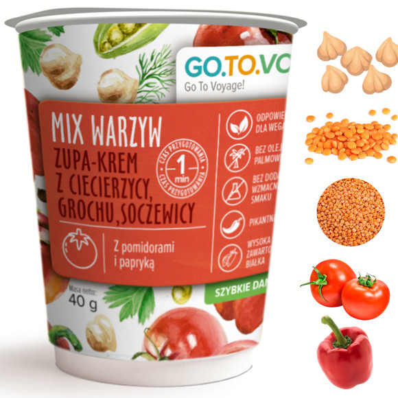 GOTOVO danie MIX WARZYW ZUPA KREM Z CIECIERZYCY GROCHU 40g KRÓTKA DATA