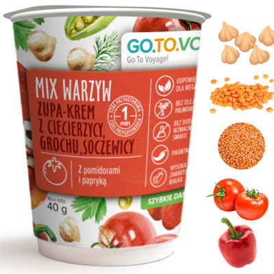 GOTOVO danie MIX WARZYW ZUPA KREM Z CIECIERZYCY GROCHU 40g KRÓTKA DATA