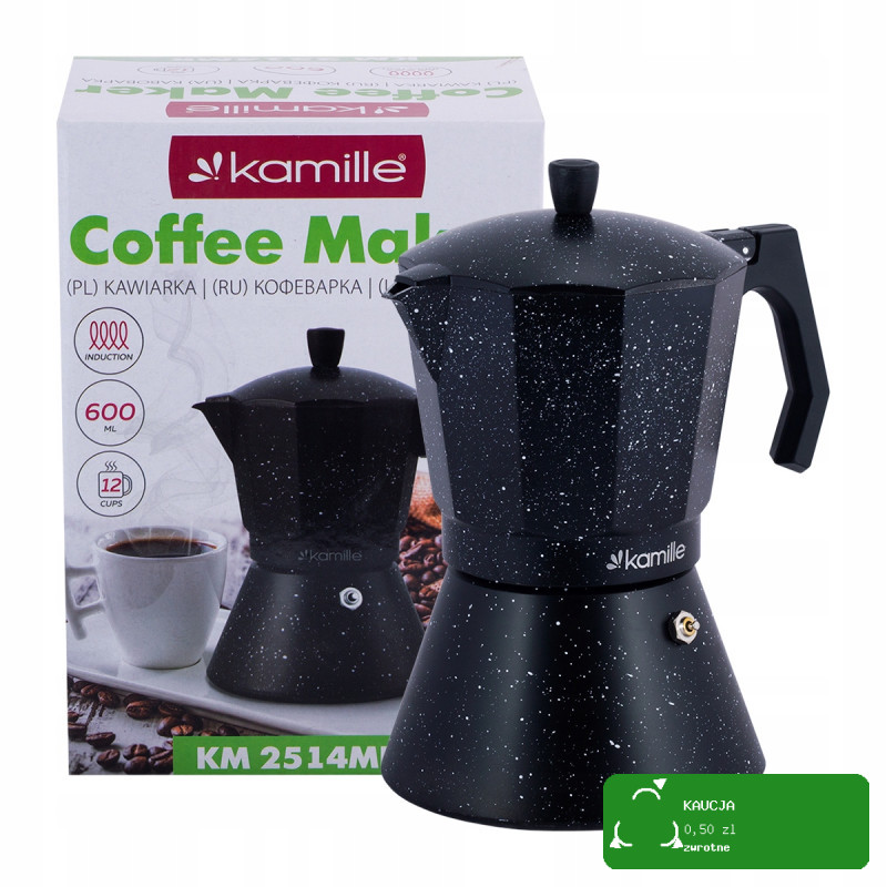 KAWIARKA EKSPRES DO KAWY KAFETERKA NA 12 KAW FILIŻANEK 600ml KAMILLE CZARNA