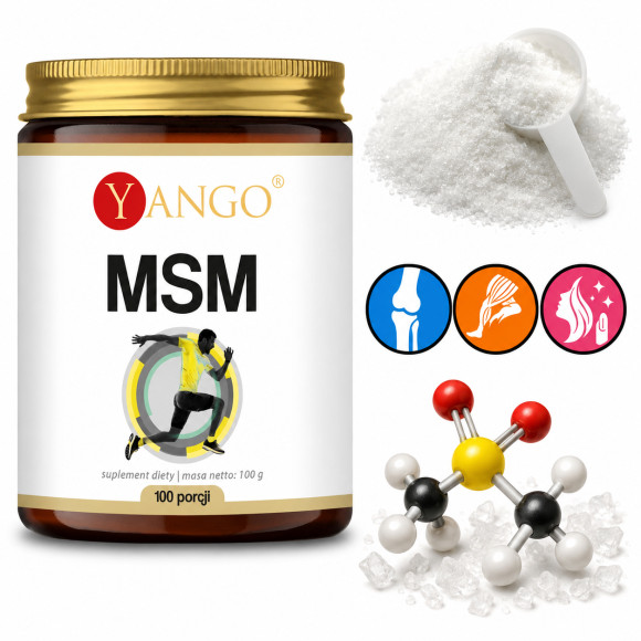Yango MSM SIARKA ORGANICZNA 100g proszek wsparcie: ZDROWE STAWY KOŚCI