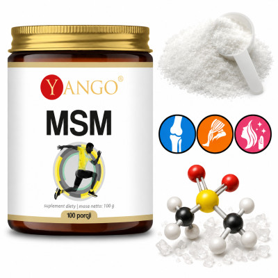 Yango MSM SIARKA ORGANICZNA 100g proszek wsparcie: ZDROWE STAWY KOŚCI