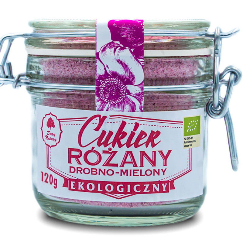 Dary Natury CUKIER RÓŻANY EKOLOGICZNY eko smakowy DO DESERÓW WYPIEKÓW 120g