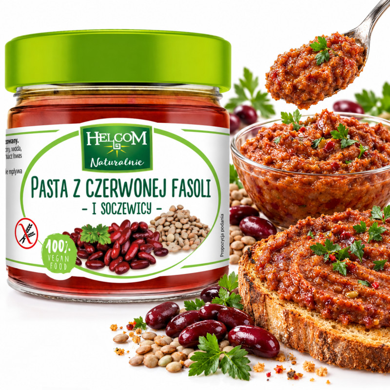 Helcom PASTA Z CZERWONEJ FASOLI I SOCZEWICY 180g do pieczywa makaronów dań