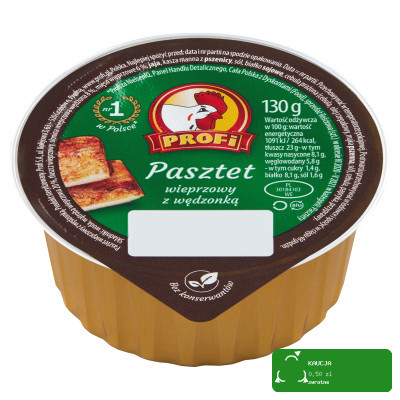 PASZTET WIEPRZOWY Z WĘDZONKĄ bez konserwantów 130g PROFI