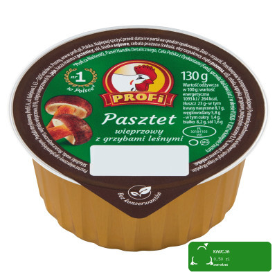 PASZTET WIEPRZOWY Z GRZYBAMI LEŚNYMI grzybowy grzyby 130g PROFI