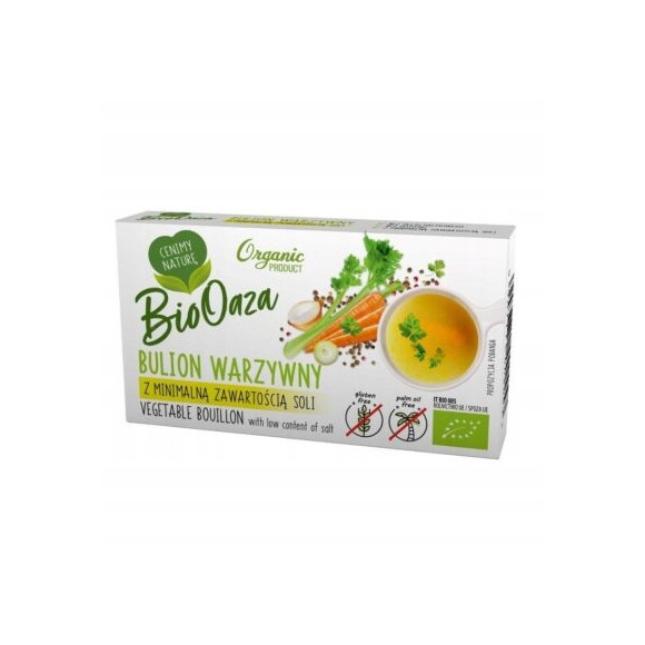 BULION WARZYWNY Z MINIMALNA ZAWARTOŚCIĄ SOLI kostki rosołowe 66g BIOOAZA