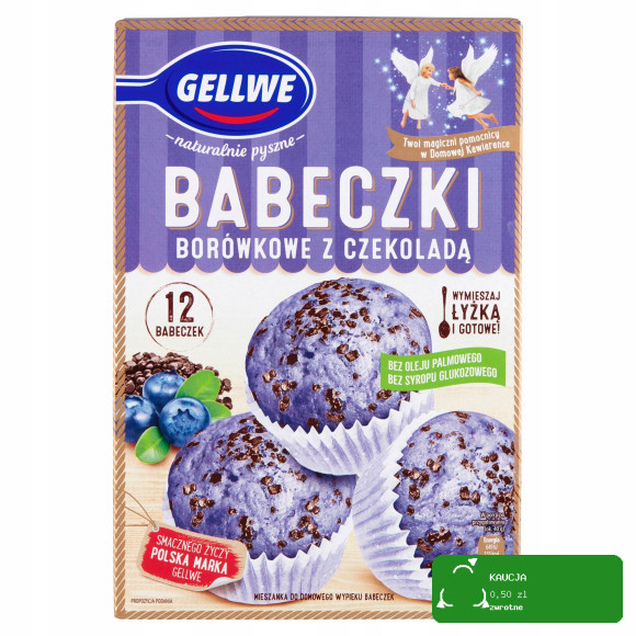 GELLWE BABECZKI BORÓWKOWE Z CZEKOLADĄ mieszanka do wypieku na 12szt 290g