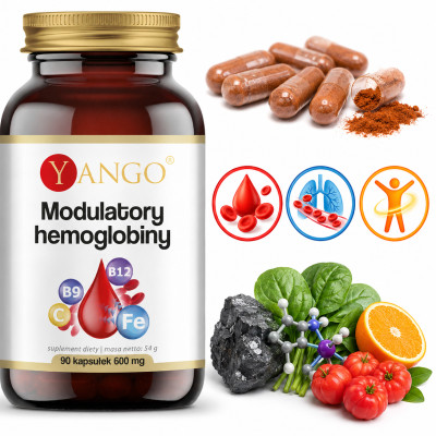 Yango MODULATORY HEMOGLOBINY Żelazo Witamina C B12 Kwas Foliowy 90 kapsułek