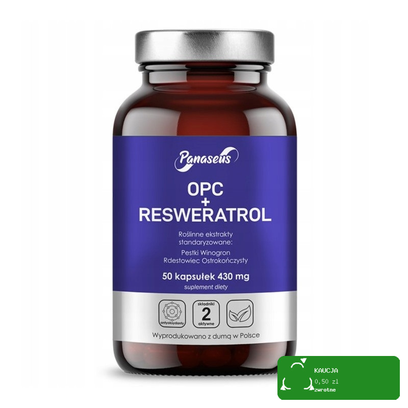 OPC + RESWERATROL pestki winogron + rdestowiec PANASEUS 50 kapsułek 430mg
