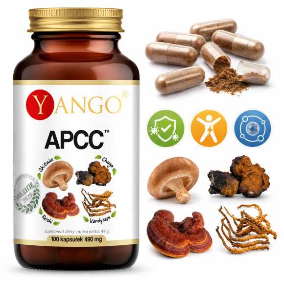 Yango APCC grzyby REISHI SHITAKE CHAGA KORDYCEPS 100kps wsparcie: ODPORNOŚĆ