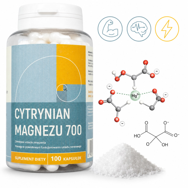 NANGA CYTRYNIAN MAGNEZU MAGNEZ 700mg 100kaps  pomoc STRES NERWY REGENERACJA