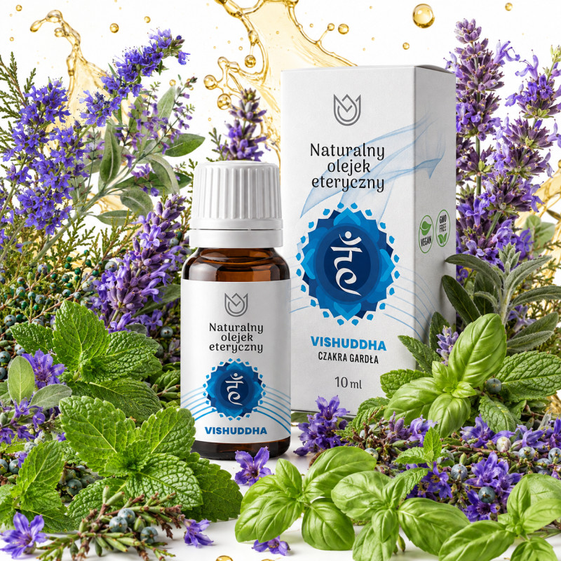 NATURALNY OLEJEK ETERYCZNY czakra gardła VISHUDDHA 10ml Szałwia Mięta inne