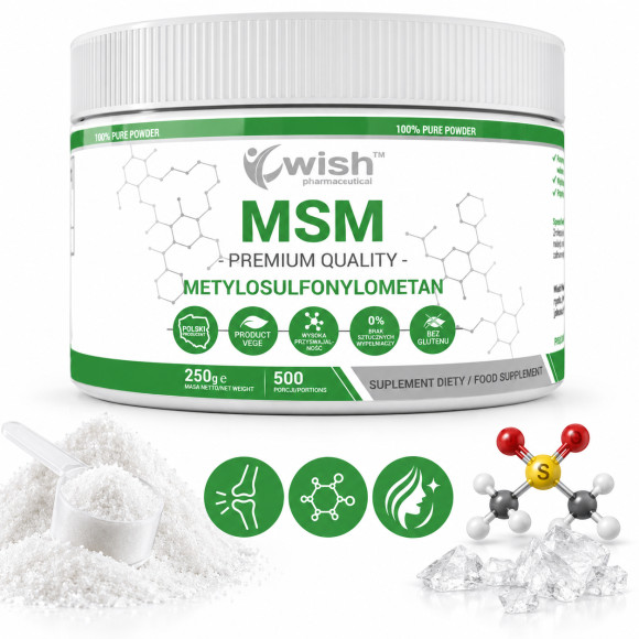 MSM SIARKA ORGANICZNA czysta postać W PROSZKU 250g wsparcie STAWY MIĘŚNIE