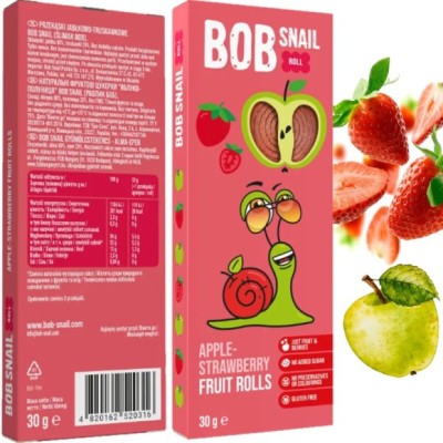 BOB SNAIL ROLLS  przekąska  bez cukru JABŁKO TRUSKAWKA 30g
