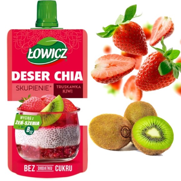 Łowicz DESER SKUPIENIE TRUSKAWKA KIWI CHIA bez dodatku