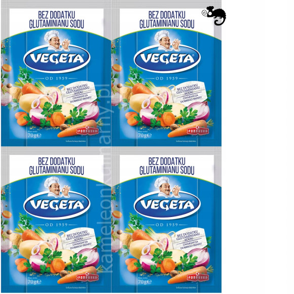 VEGETA BEZ DODATKU GLUTAMINIANU SODU niebieska 70g PODRAVKA x4 280g 0,28KG