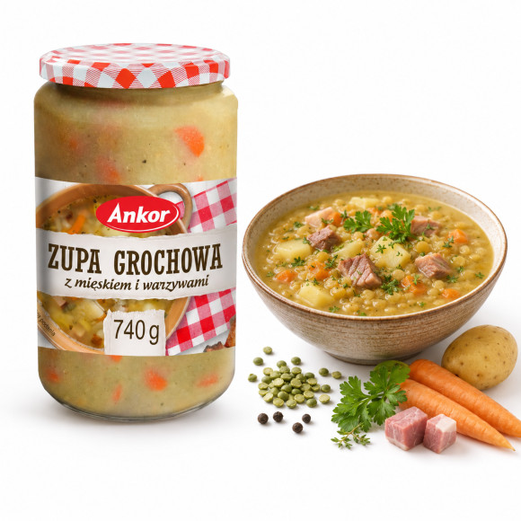 ANKOR ZUPA GROCHOWA GROCHÓWKA z mięskiem MIĘSEM MIĘSNA i warzywami 700G
