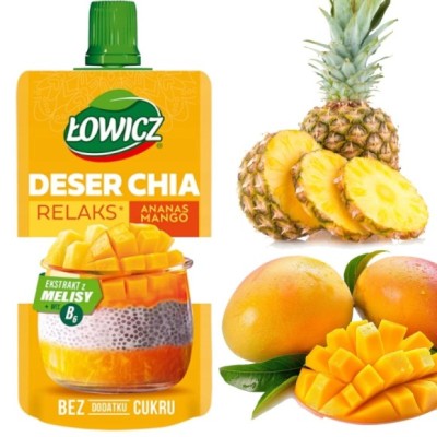 Łowicz DESER RELAKS ANANAS MANGO CHIA bez dodatku cukru 120G
