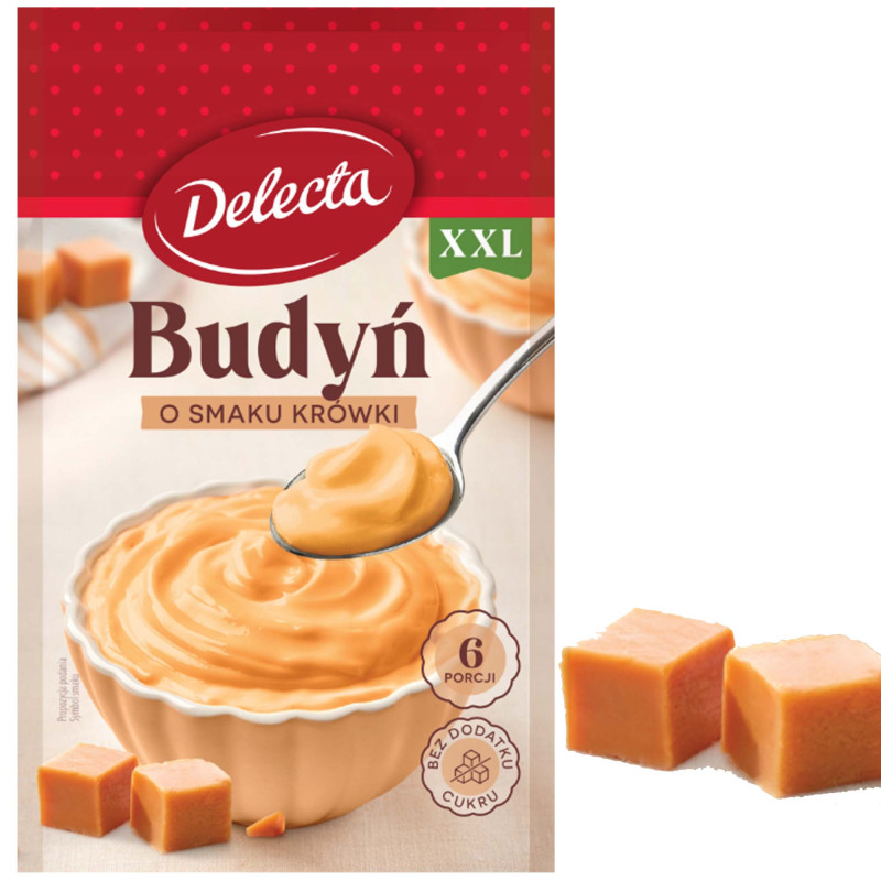 BUDYŃ SMAK KRÓWKI KRÓWKOWY duży 64g na 6 PORCJI bez dodatku cukru Delecta