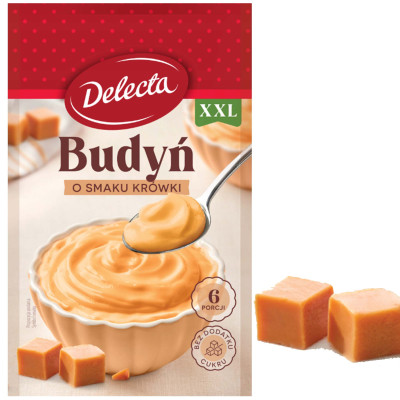 BUDYŃ SMAK KRÓWKI KRÓWKOWY duży 64g na 6 PORCJI bez dodatku cukru Delecta