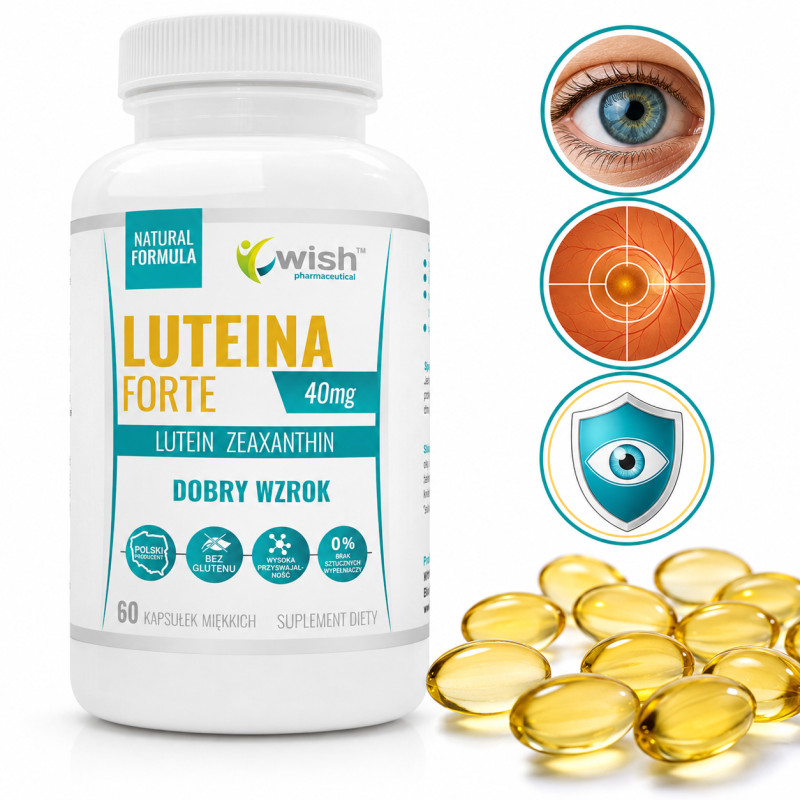 Wish LUTEINA FORTE MAX 40mg NATURALNA + Zeaxantyna 60k wsparcie OCZY WZROK