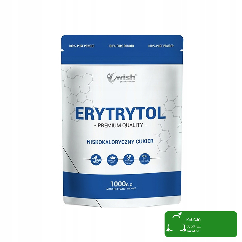 Wish ERYTRYTOL 100% NISKOKALORYCZNY CUKIER W PROSZKU naturalny 1000g 1KG
