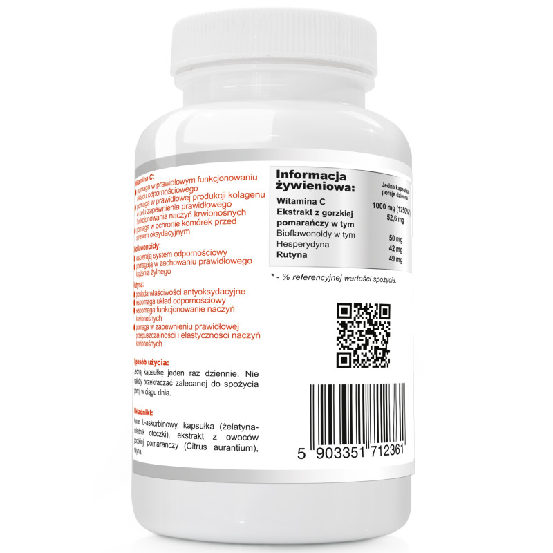 Wish RUTYNA MAX C WITAMINA C 1000mg 1250% RWS +RUTYNA BIOFLAWONOIDY 120kaps