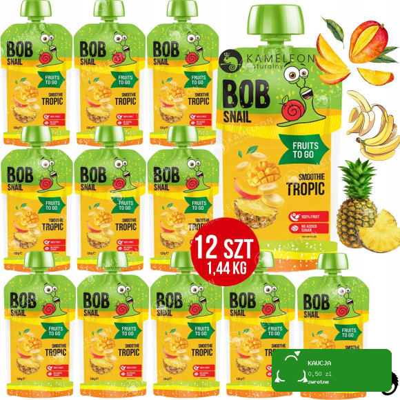 BOB SNAIL MUS MANGO BANAN ANANAS 120G x12 / WIELOPAK