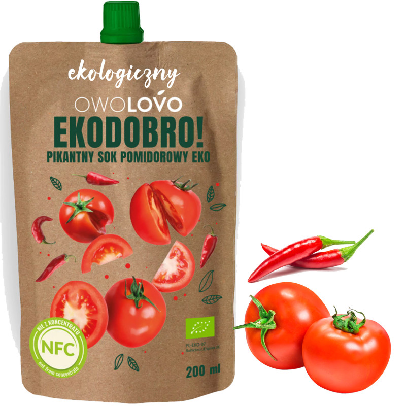 OWOLOVO EKODOBRO eko SOK POMIDOROWY PIKANTNY Z CHILI 200ml KRÓTKA DATA
