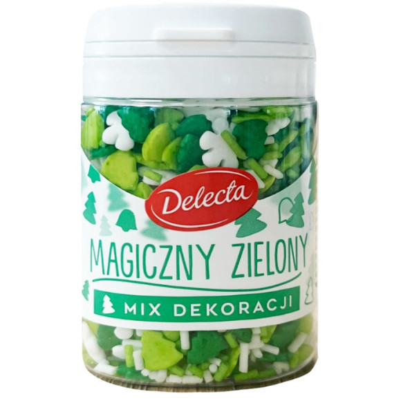Delecta MAGICZNY ZIELONY Mix DEKORACJI ŚWIĄTECZNYCH DO CIAST posypki 55g