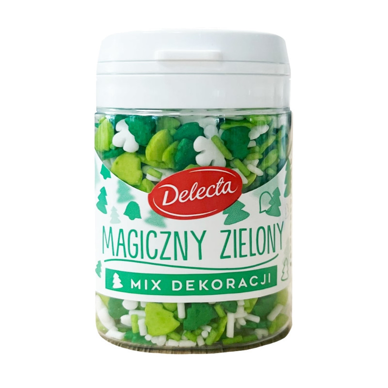 Delecta MAGICZNY ZIELONY Mix DEKORACJI ŚWIĄTECZNYCH DO CIAST posypki 55g