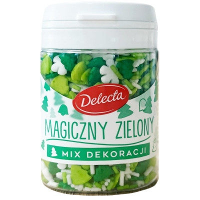 Delecta MAGICZNY ZIELONY Mix DEKORACJI ŚWIĄTECZNYCH DO CIAST posypki 55g