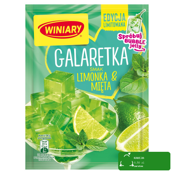 WINIARY GALARETKA smak LIMONKA MIĘTA Limonkowy z mięta bez glutenu 47g