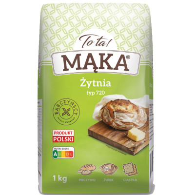 TOTA MĄKA ŻYTNIA CHLEBOWA typ 720 na CHLEB PIECZYWO ciastka żurek 1KG
