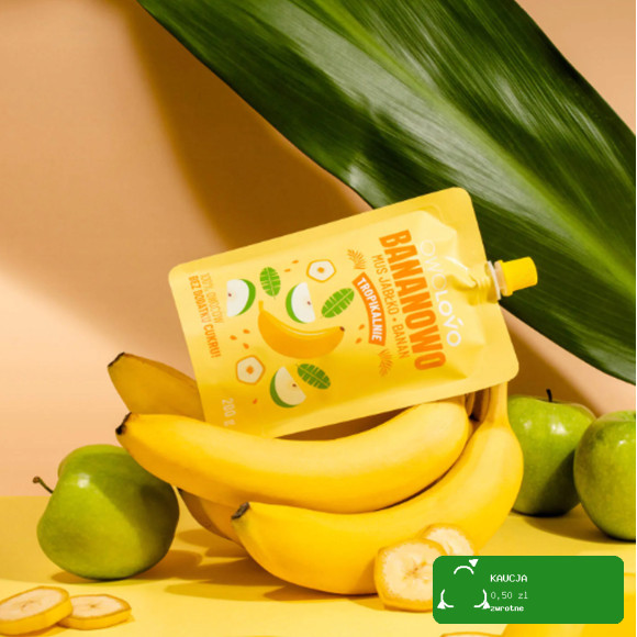 OWOLOVO TROPIKALNIE mus owocowy bez cukru BANANOWO JABŁKO BANAN 200g