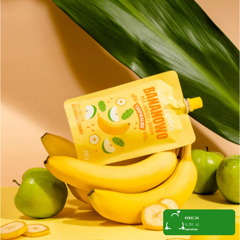 OWOLOVO TROPIKALNIE mus owocowy bez cukru BANANOWO JABŁKO BANAN 200g